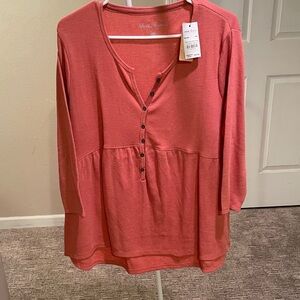 Nicole Miller Coral Button-Front Tunic